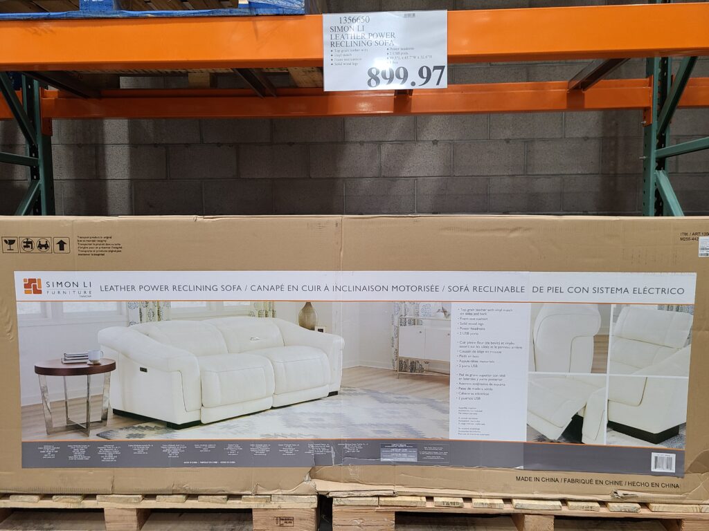 Simon Li Leather Power Reclining Sofa