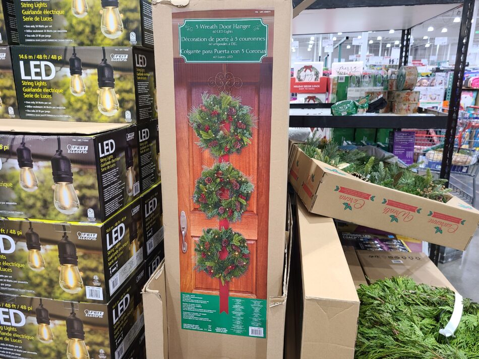 3 Wreath Door Hanger with LED Lights