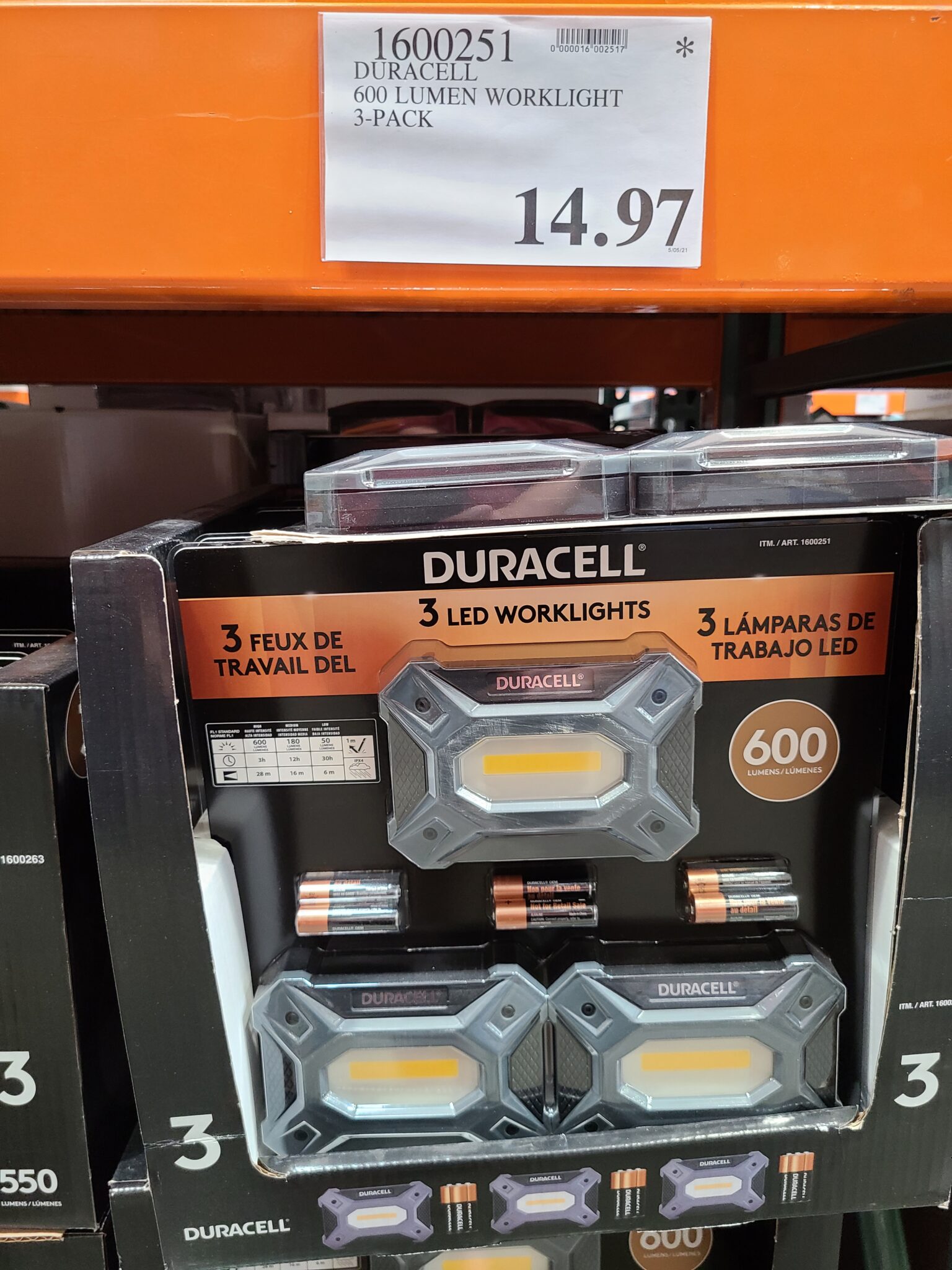 Duracell 600 Lumen Worklight 3-Pack - Costco97.com