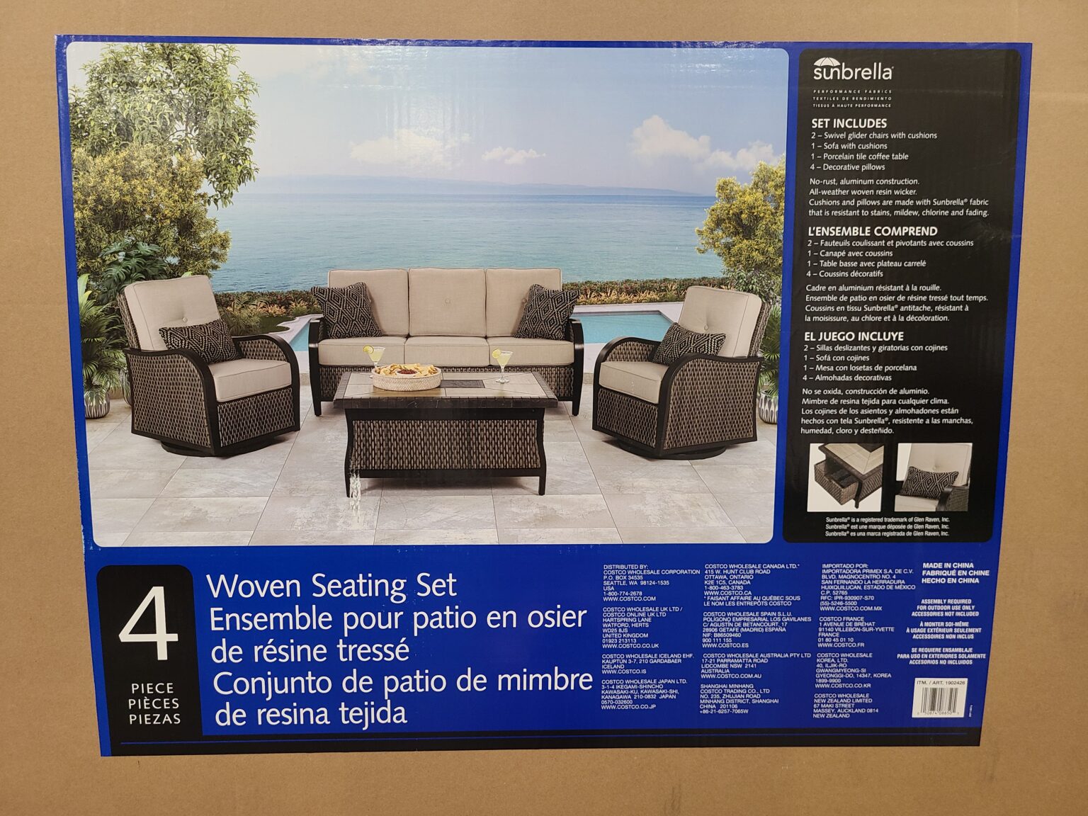 Agio Park Falls 4Pc Woven Deep Seating Outdoor Set