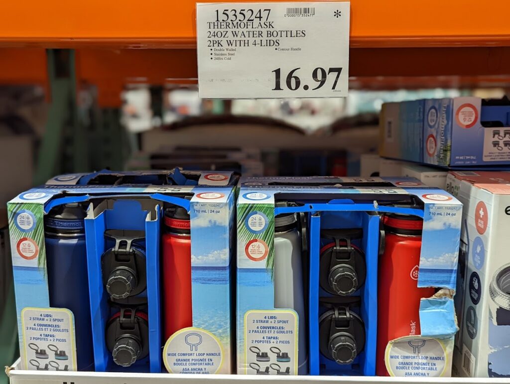 Thermoflask 24oz Water Bottles 2Pack with 4 Lids