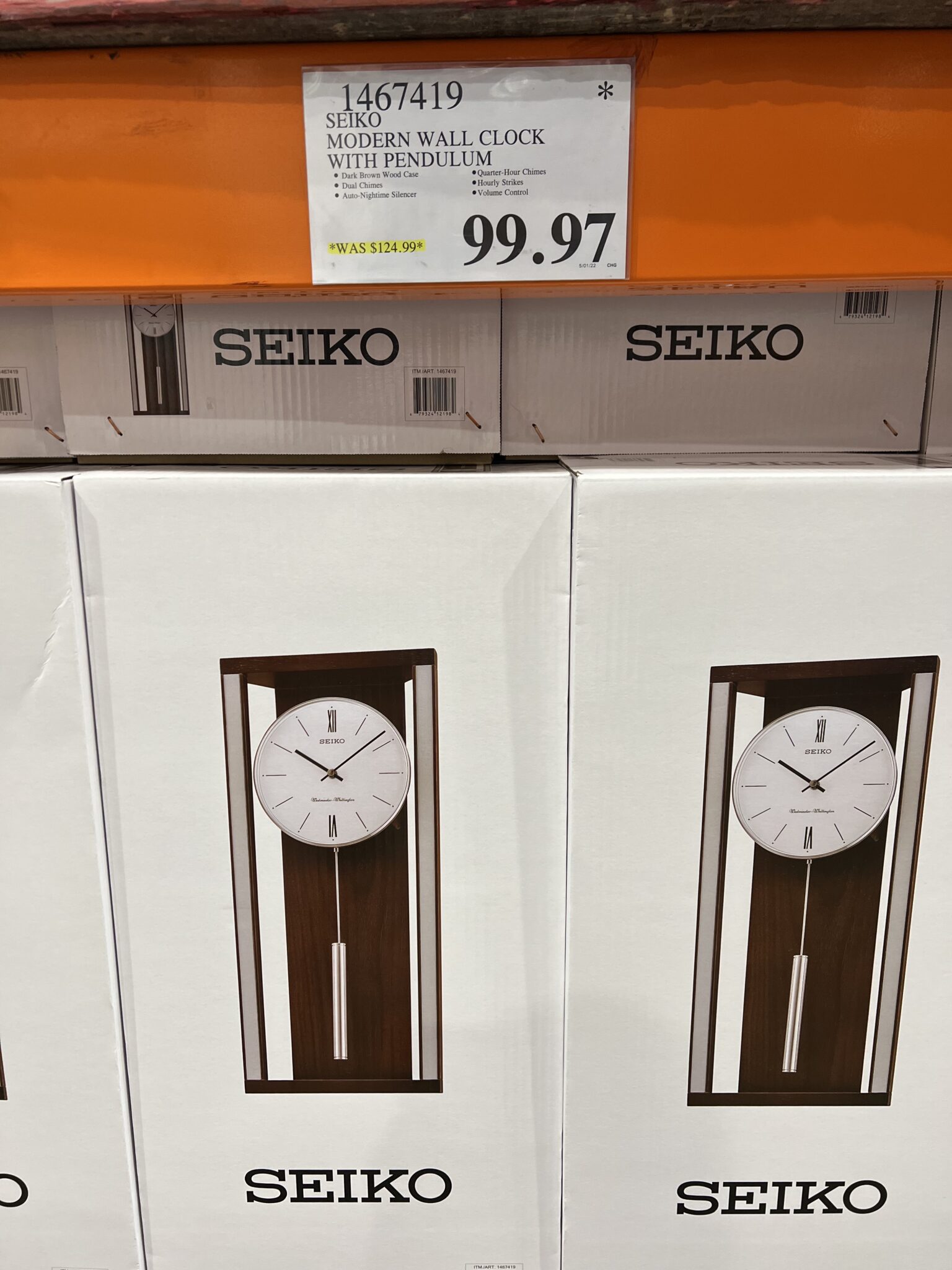 SEIKO Modern Wall Clock with Pendulum