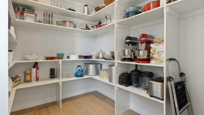 pantry with shelves