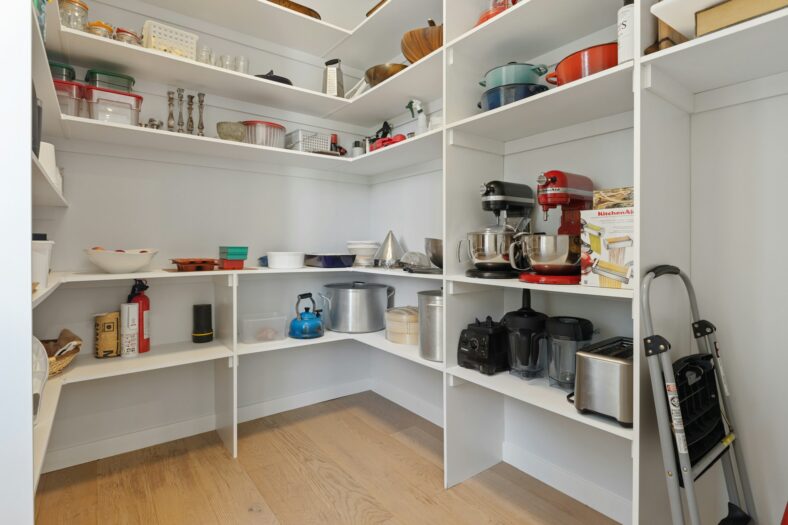 pantry with shelves