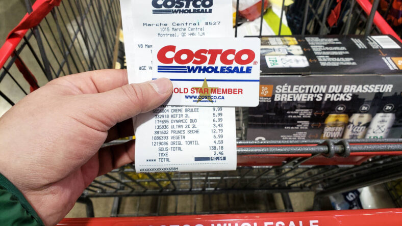 best time to shop at Costco: Costco membership card and receipt