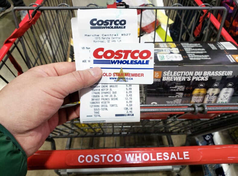 best time to shop at Costco: Costco membership card and receipt