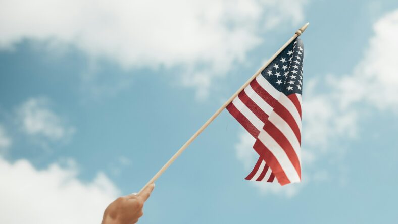 hand holding american flag