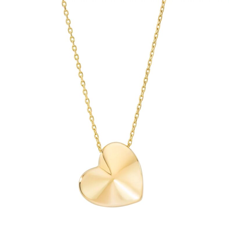 14kt Yellow Gold Pyramid Heart Necklace