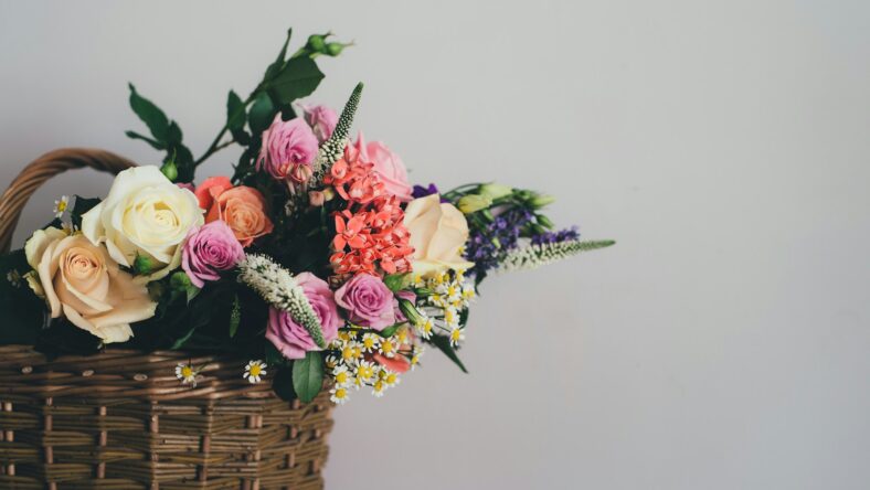 flowers in basket
