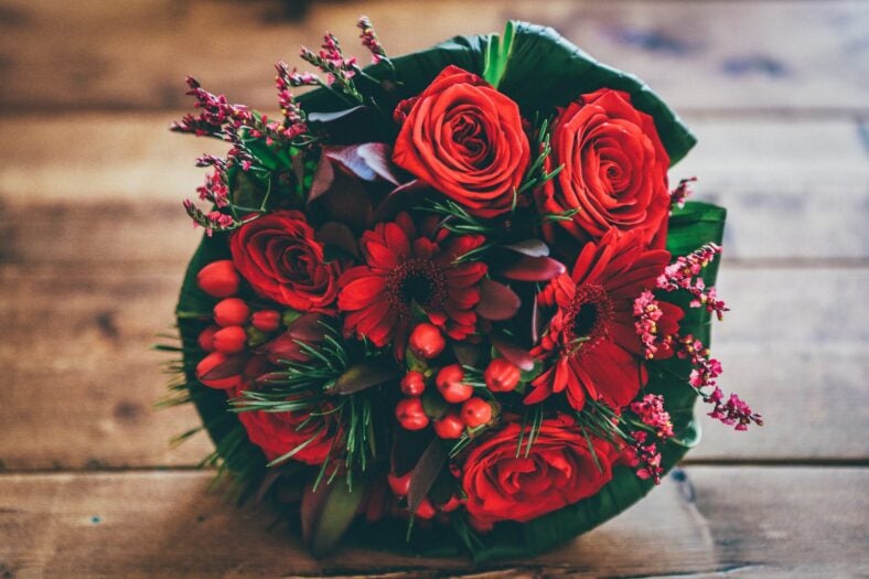 red flower bouquet