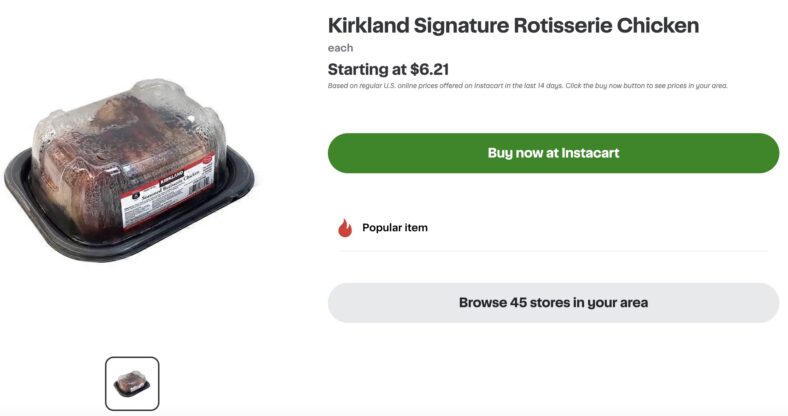 ks rotisserie chicken instacart