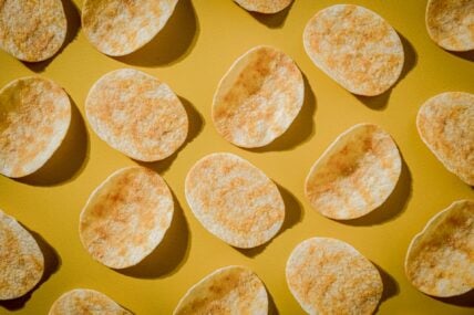 chips on yellow background