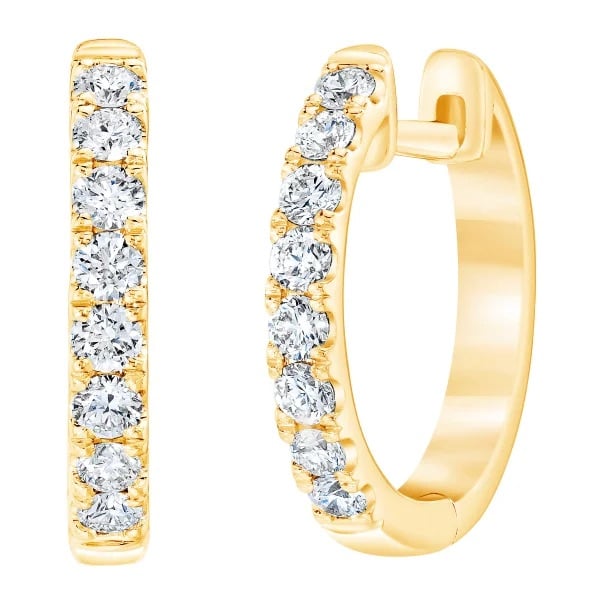 Round Brilliant 0.35 ctw VS2 Clarity, I Color Diamond 14kt Gold Hoop Earrings