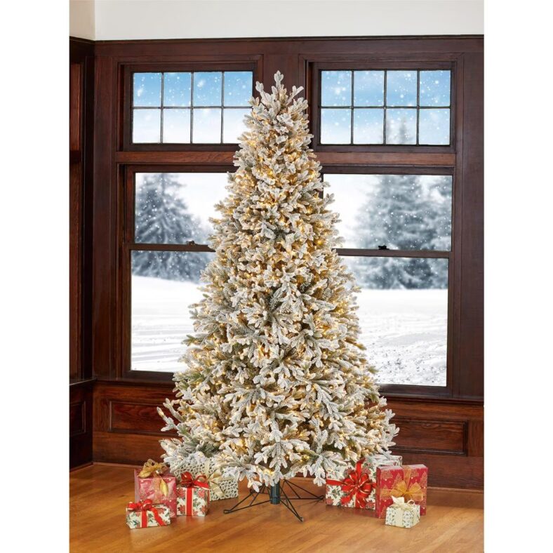 7.5-foot Pre-lit Flocked Christmas Tree