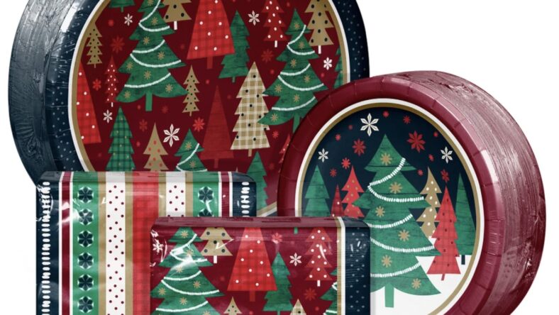 festive forest plates and napkins