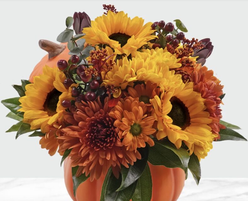 Happy Harvest Pumpkin Fresh Cut Floral Arrangement