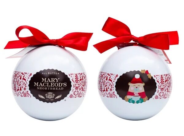 Mary Macleod's Holiday Ornament Tin of Chocolate Crunch Shortbread Cookies
