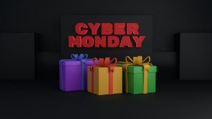 cyber monday sign with presents / costco cyber monday deals