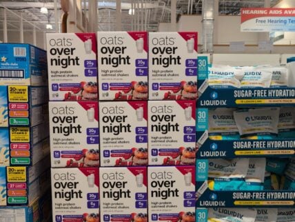 Oats Overnight High Protein Oatmeal, Shaker Bottle • 7 Glazed Bluetberry Donut at Costco