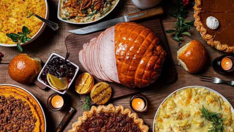 thanksgiving spread of food / holiday parties with costco