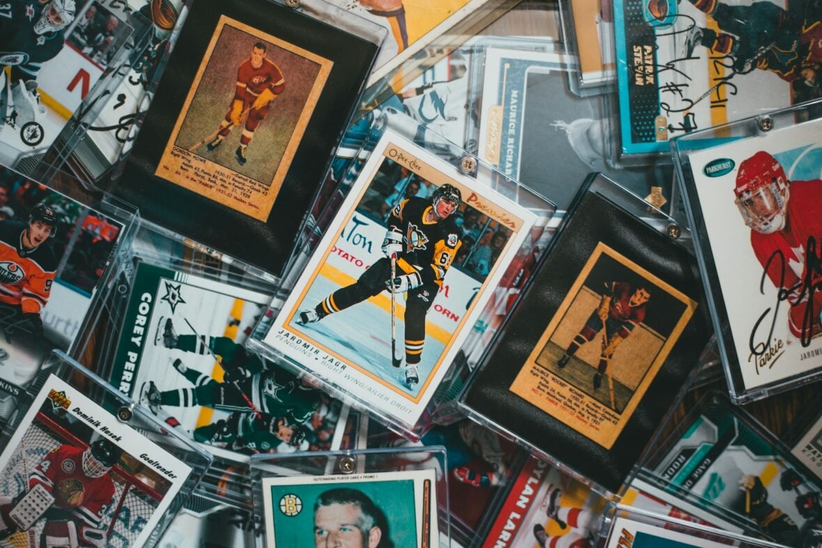 pile of signed collectible cards / collectibles at costco