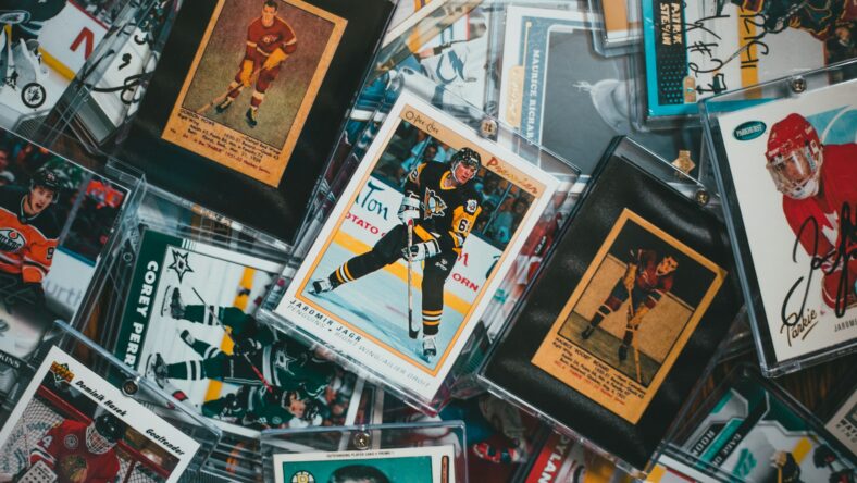 pile of signed collectible cards / collectibles at costco