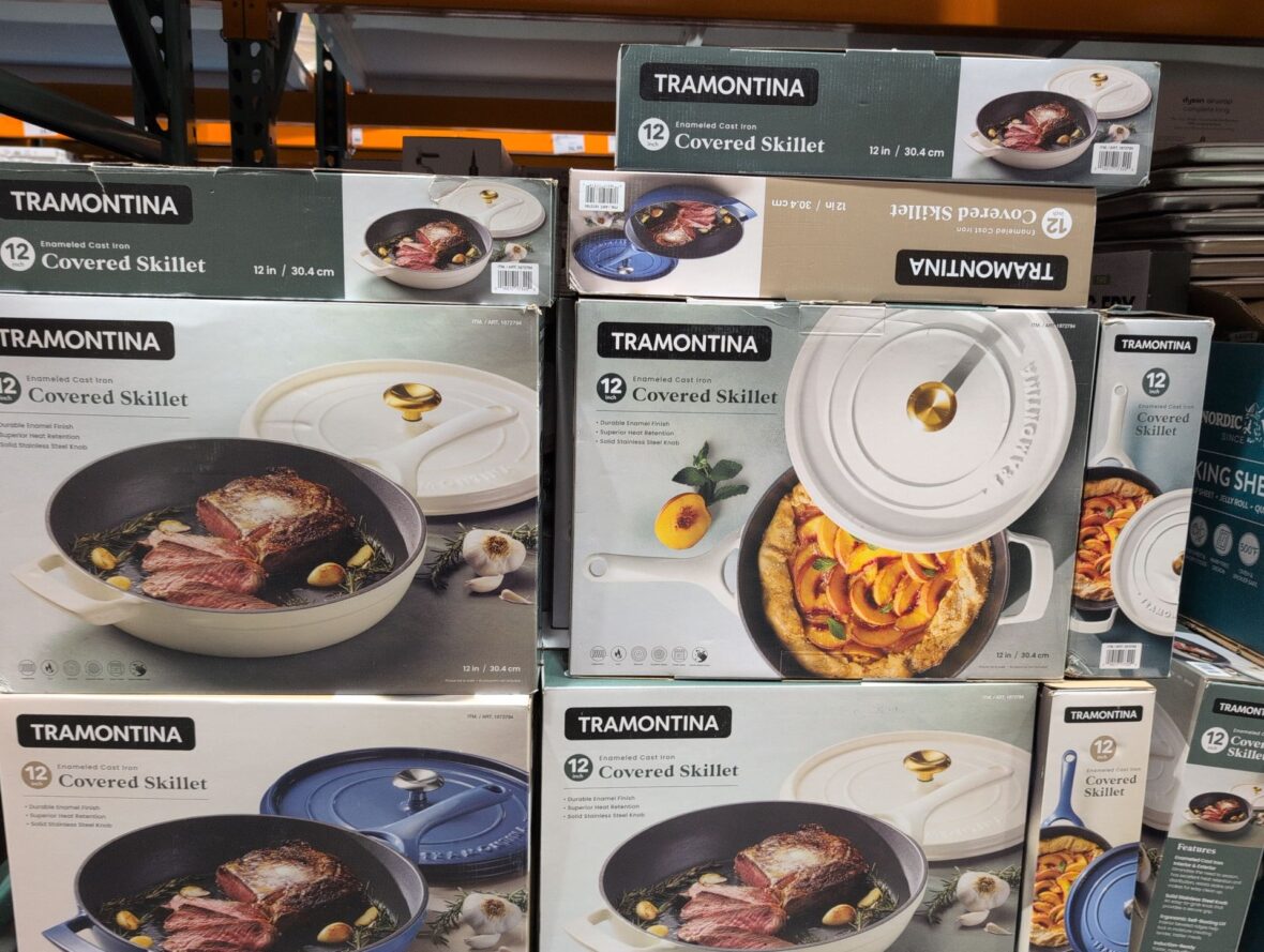 Tramontina 12" Cast Iron Skillet with Lid • Enameled Cast Iron at Costco