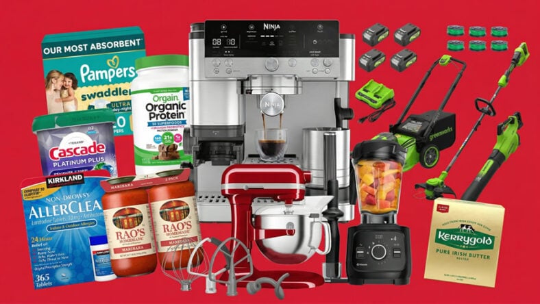Costco April 2026 Coupon book product selection - Ninja coffee maker, Kerrigold Butter, Raos Marinara, Greenworks, Kitchenaid Mixer, etc.