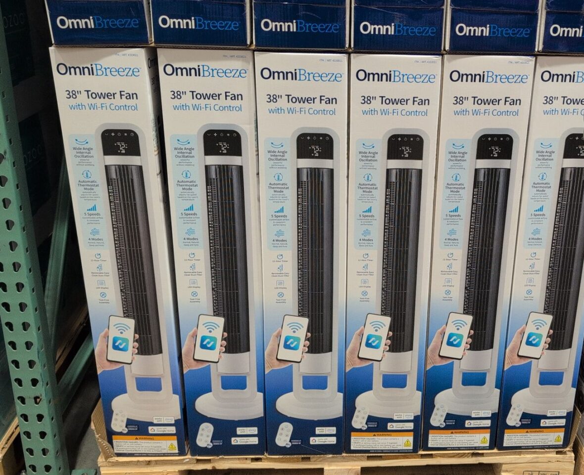 Omnibreeze Tower Fan •5 Speeds • 4 Breeze Mode at Costco