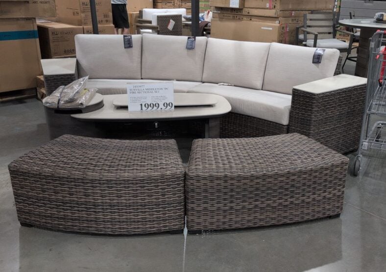 Sunvilla Middleton Fire Sectional Set • No-rust Aluminum Frame • Al|-weather Resin Wicker at Costco