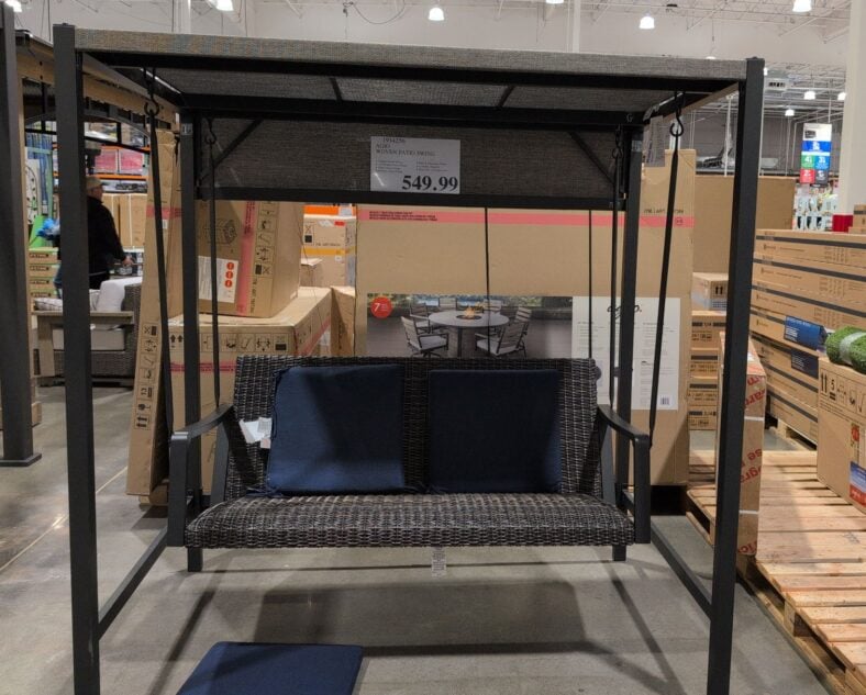 Agio Woven Patio Swing Padded Woven Swing at Costco