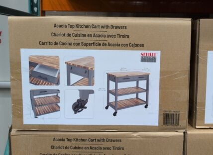 Seville Kitchen Cart with Acacia Shelves at Costco