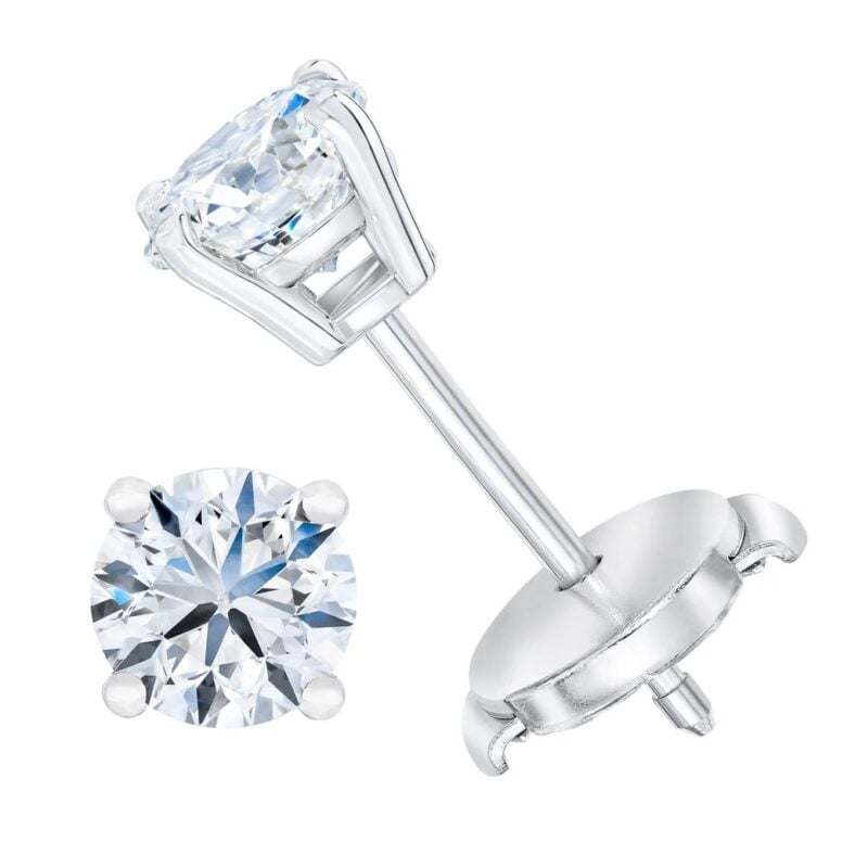 Round Brilliant Diamond 14kt Gold Earrings