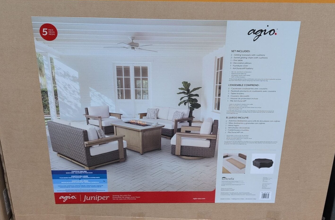 Agio Juniper 5pc Seating Set with Fire Table
