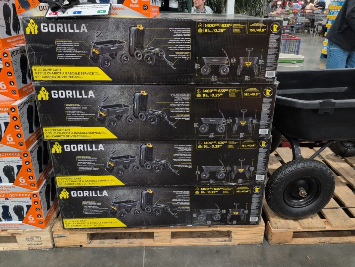 Gorilla 9 Cu Ft Dump Cart 16" Flat Free Tires at Costco