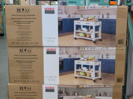 Seville Kitchen Cart with acacia Shelves