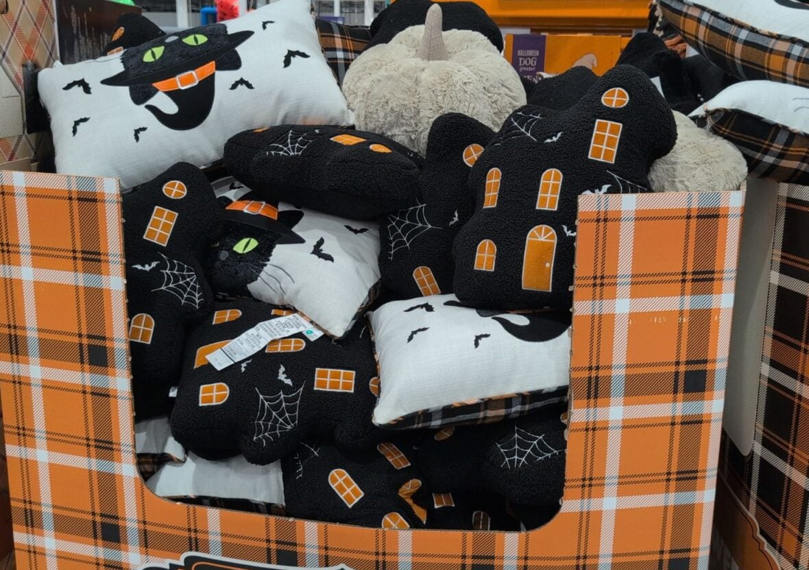 Halloween Decorative Pillows Haunted House or Cat at Costco
