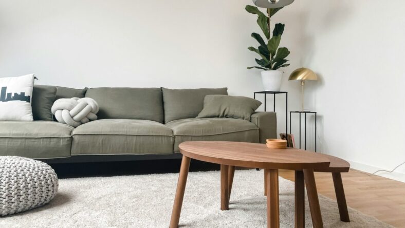 living room with couch and coffee table / indoor furniture at costco