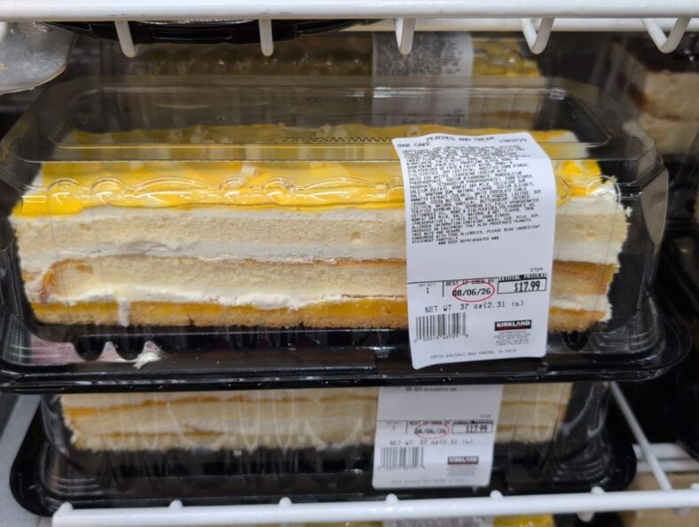Kirkland Signature Peaches and Cream Bar Cake at Costco