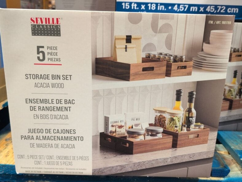 Seville Classics 5-Piece Acacia Storage Bin Set at Costco