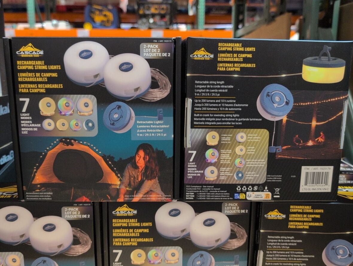 Cascade Mountain Tech 2-Pack Rechargeable Camping String Light at Costco