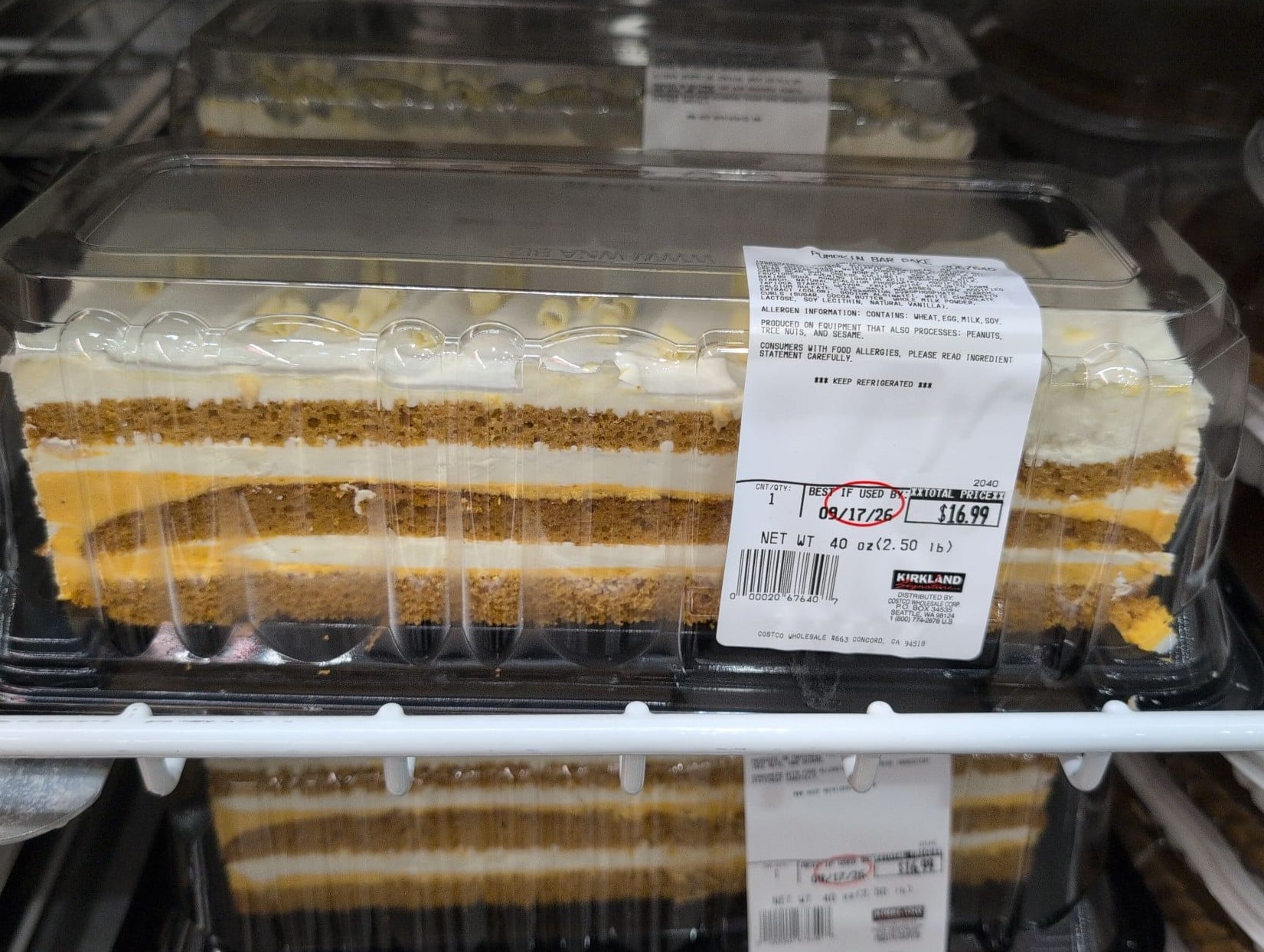 New Product: Kirkland Signature Pumpkin Bar Cake