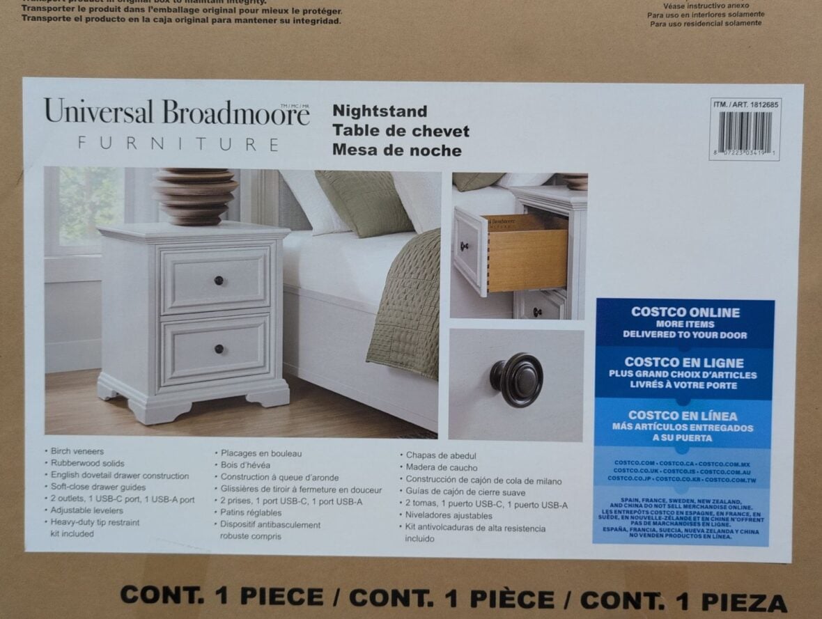 Universal Broadmoore Anistyn Nightstand at Costco