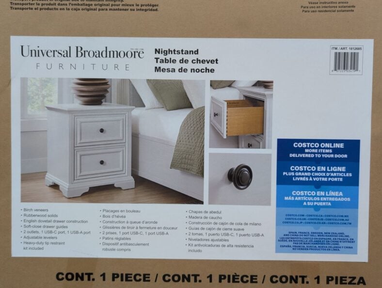 Universal Broadmoore Anistyn Nightstand at Costco