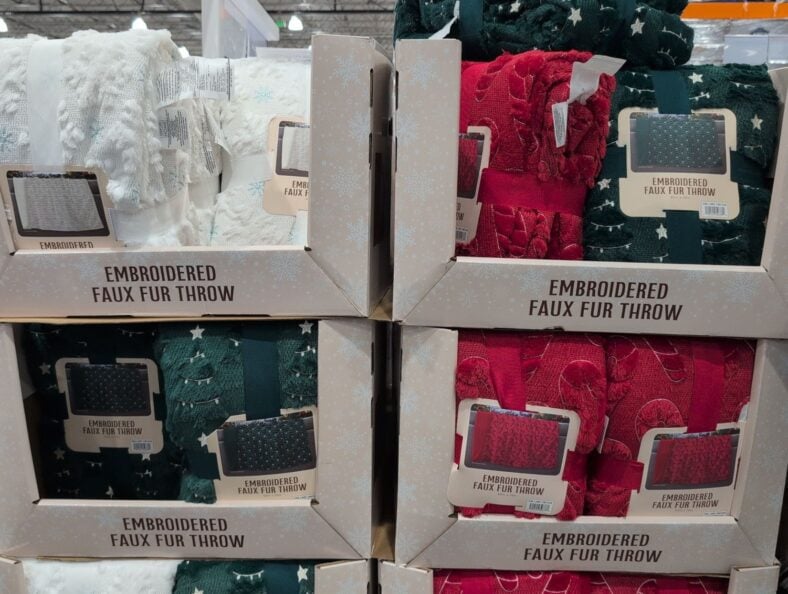 Holiday Embroidered Faux Fur Throw at Costco