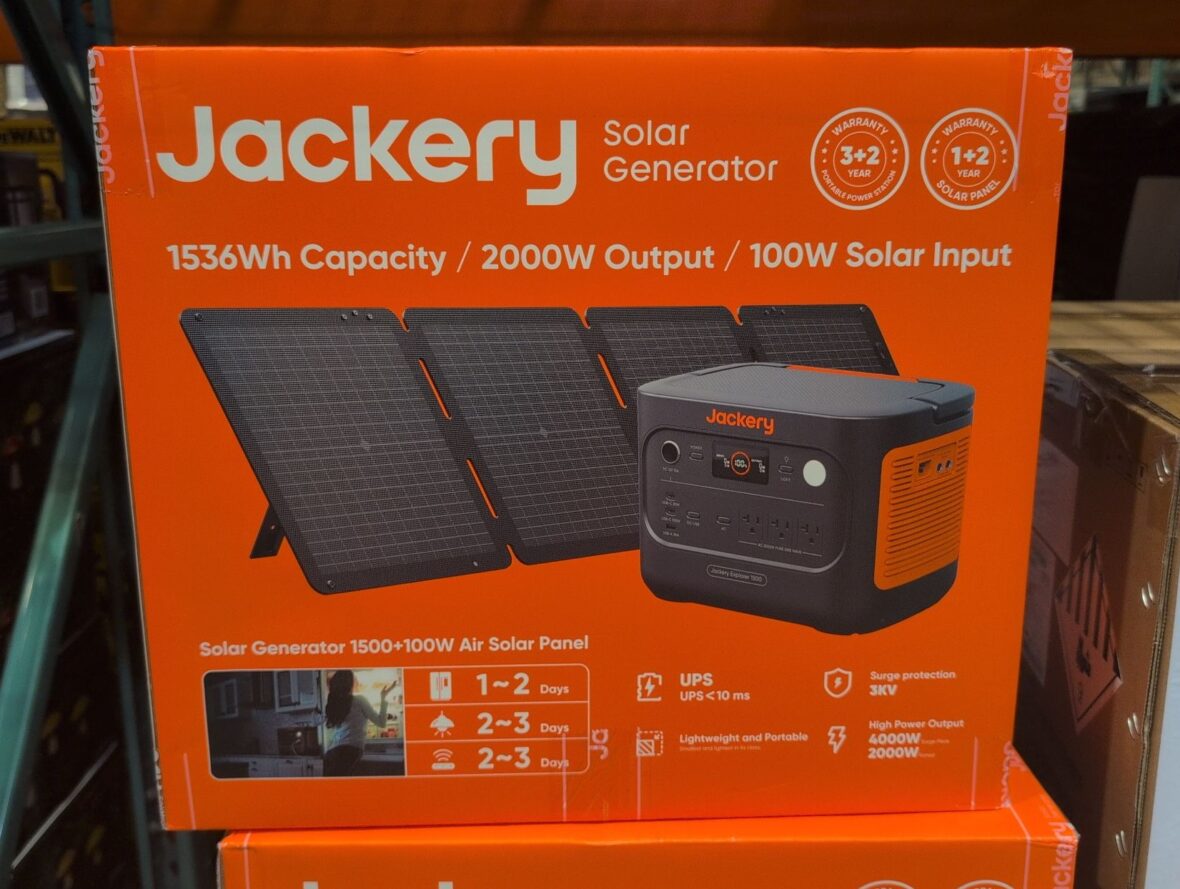 Jackery Solar Generator E1500 V2 and 100W Solar Panel at Costco
