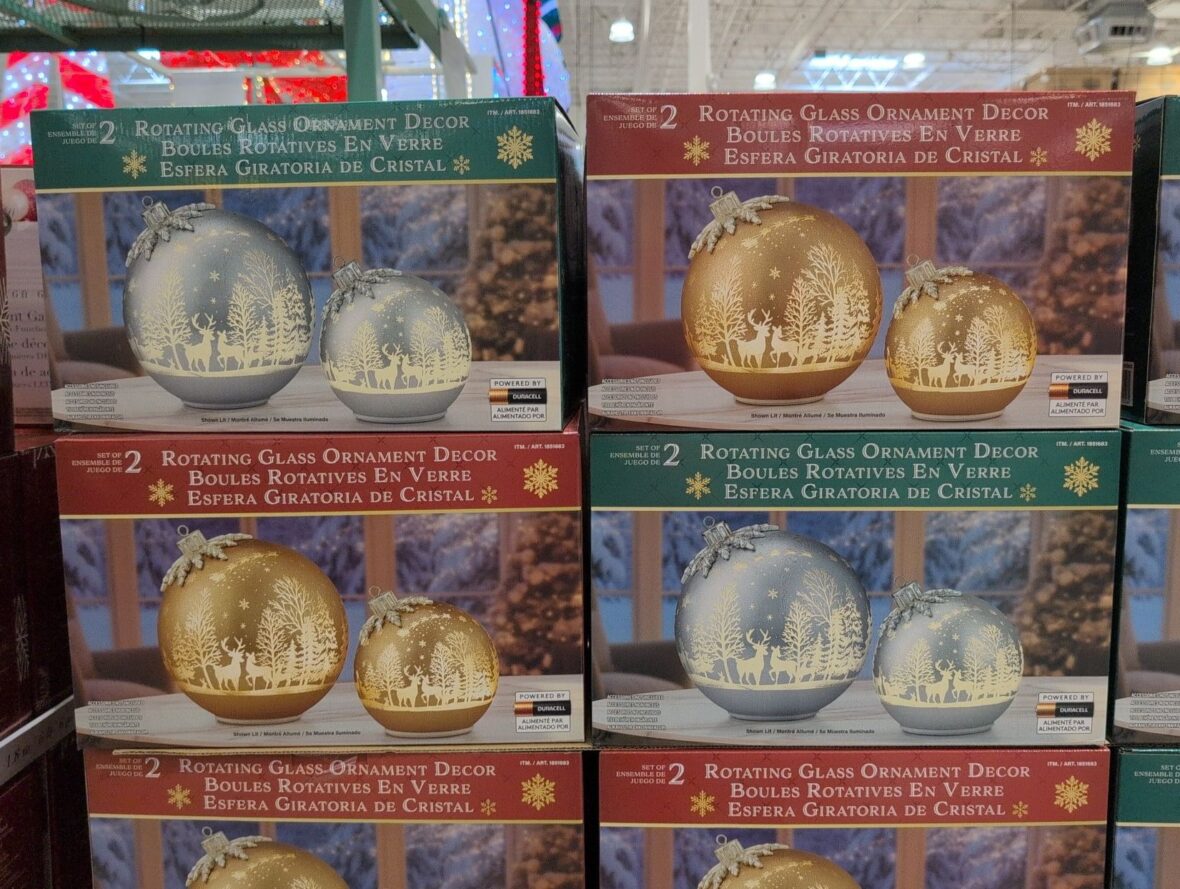 Rotating Glass Tabletop Ornaments with LED, Set of 2 at Costco